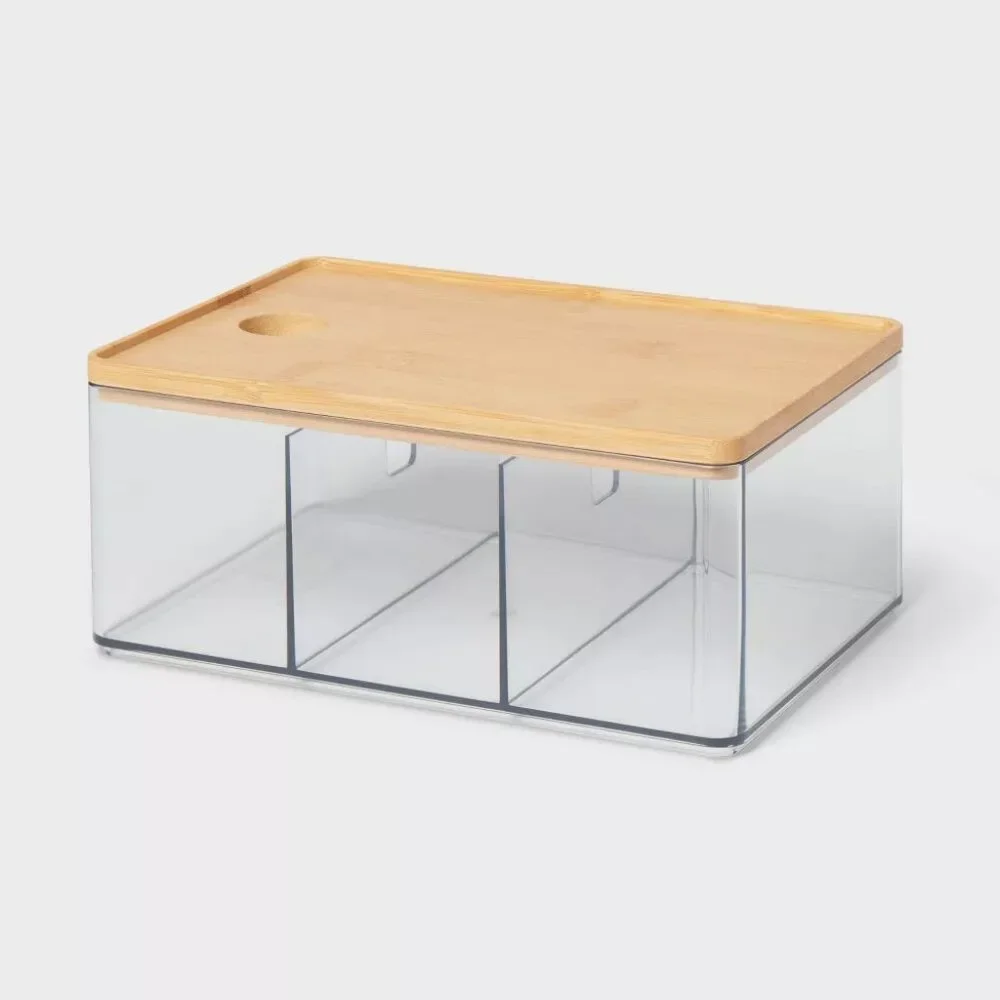 NEW Cosmetic Storage Container with Bamboo Lid - Brightroom™